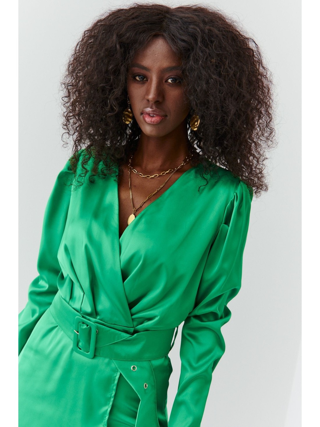 Rochie subtila cu decolteu plic, verde 9010 - Magazin online - Boutique